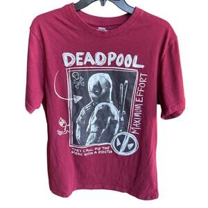 Marvel Merc Mouth DEADPOOL maroon red garlic tee sz L